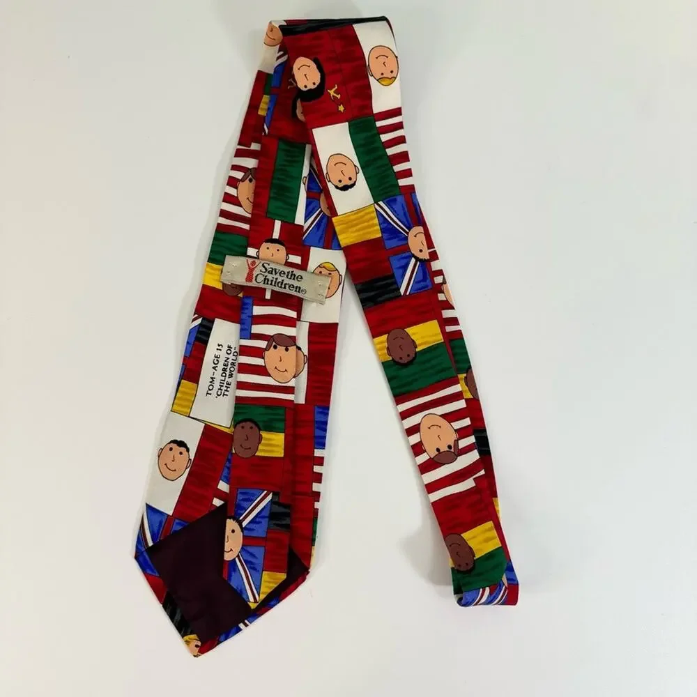 Save The Children Tom-Age 15 Children Of The World Silk Tie Multi‎ Mens One Size
